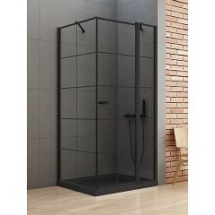 New Trendy New Soleo Black K0581 kabina prysznicowa 90x90 cm kwadratowa czarny mat/szkło ze wzorem