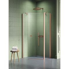 New Trendy New Soleo Copper Brushed K1700 kabina prysznicowa 80x80 cm miedź szczotkowany/szkło przezroczyste