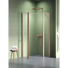 New Trendy New Soleo Copper Brushed K1704 kabina prysznicowa 80x80 cm miedź szczotkowany/szkło przezroczyste