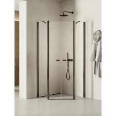 New Trendy New Soleo Gunmetal Brushed K1712 kabina prysznicowa 90x90 cm grafitowy szczotkowany/szkło przezroczyste