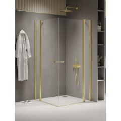 New Trendy New Soleo Light Gold K1886 kabina prysznicowa 100x90 cm prostokątna złoty połysk/szkło przezroczyste