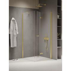 New Trendy New Soleo Light Gold K1926 kabina prysznicowa 80x80 cm kwadratowa złoty połysk/szkło przezroczyste