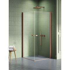New Trendy New Soleo Copper Brushed K2012 kabina prysznicowa 90x80 cm prostokątna miedź szczotkowany/szkło przezroczyste