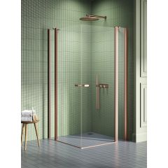 New Trendy New Soleo Copper Brushed K2018 kabina prysznicowa 100x90 cm prostokątna miedź szczotkowany/szkło przezroczyste
