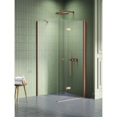 New Trendy New Soleo Copper Brushed K2058 kabina prysznicowa 80x80 cm kwadratowa miedź szczotkowany/szkło przezroczyste