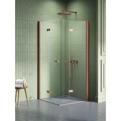 New Trendy New Soleo Copper Brushed K2076 kabina prysznicowa 80x70 cm prostokątna miedź szczotkowany/szkło przezroczyste