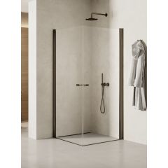 New Trendy New Soleo Gunmetal Brushed K2178 kabina prysznicowa 90x80 cm prostokątna grafitowy szczotkowany/szkło przezroczyste