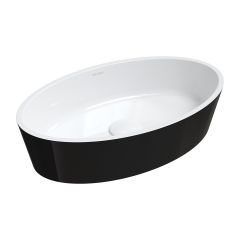 Omnires Bari M+ BARI500UNBCP umywalka 50x30 cm owalna nablatowa biała-czarna