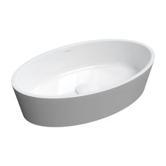 Omnires Bari M+ BARI500UNBSP umywalka 50x30 cm owalna nablatowa biała-szary/kamień