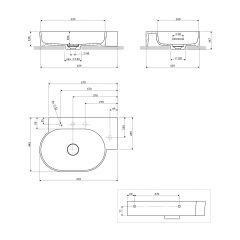 Omnires Ovo M+ OVO645UWPAG umywalka 64x44 cm narożna ścienna-nablatowa szary/kamień
