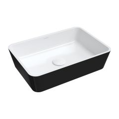 Omnires M+ PARMAUNBCP umywalka 50x35 cm prostokątna nablatowa biała-czarna