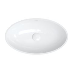 Omnires Siena M+ SIENALUNBSP umywalka 60x35 cm owalna nablatowa biała-szary/kamień