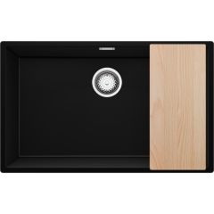 Primagran Londyn XXL 80 Slim zlewozmywak granitowy 76x47 cm czarny O_OL8KC-001