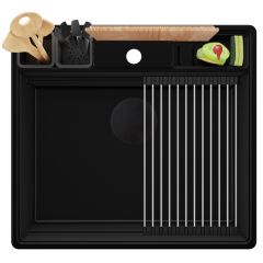 Primagran Nowy Jork 60 Multispace zlewozmywak granitowy 58x53 cm czarny O_ONAKC-001