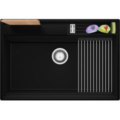 Primagran Oslo 80 Pocket Multilevel zlewozmywak granitowy 78x53 cm czarny O_OOHKC-001