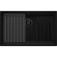 Primagran Praga XXL 80 Level zlewozmywak granitowy 76x47 cm czarny O_OPEKC-001