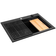 Pyramis Siros 070177802 zlewozmywak granitowy 67x51.5 cm czarny