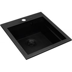 Pyramis Siros 079822801 zlewozmywak granitowy 51.5x47 cm czarny