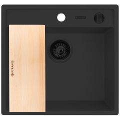 Pyramis Camea 070168302WD zlewozmywak granitowy z wkładką ociekową 53x50 cm czarny