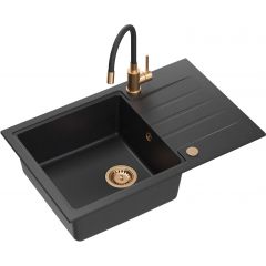 Quadron Peter HCQP7850CZK3323503PVDC1 zlewozmywak z baterią czarny/czarny