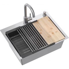 Quadron Luke ZH5845BS3623500BS zlewozmywak z baterią i akcesoriami stal / stal