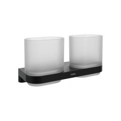 Ravak Chrome II X07P1378 komplet kubków szklanych z uchwytem czarny