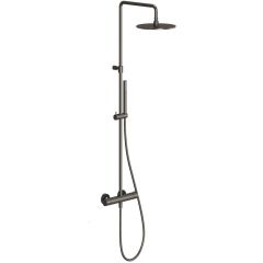 Ravak Espirit X070497 zestaw prysznicowy ścienny termostatyczny z deszczownicą grafitowy