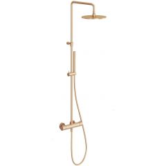 Ravak Espirit X070498 zestaw prysznicowy ścienny termostatyczny z deszczownicą złoty