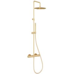 Ravak Espirit X070614 zestaw prysznicowy ścienny termostatyczny z deszczownicą złoty