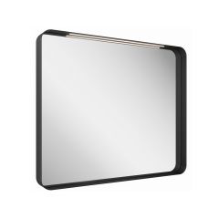 Ravak Strip X000001572 lustro 90.6x70.6 cm prostokątne z oświetleniem czarny