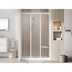 Ravak Supernova 00V701R2ZG drzwi prysznicowe 90 cm rozsuwane biały połysk/szkło ze wzorem