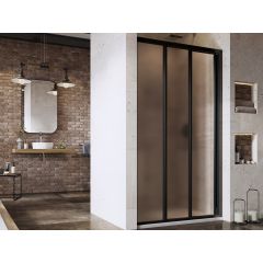 Ravak Supernova 00VA03R2ZG drzwi prysznicowe 100 cm rozsuwane czarny mat/szkło ze wzorem