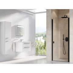 Ravak Chrome 0QV70300Z1 drzwi prysznicowe 90 cm uchylne czarny mat/szkło przezroczyste