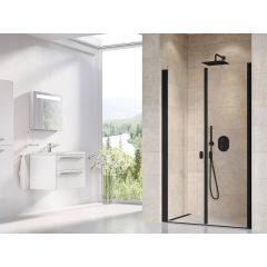 Ravak Chrome 0QVAC30LZ1 drzwi prysznicowe 100 cm uchylne czarny mat/szkło przezroczyste