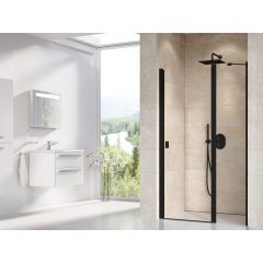 Ravak Chrome 0QVDC300Z1 drzwi prysznicowe 110 cm uchylne czarny mat/szkło przezroczyste