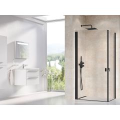 Ravak Chrome 1QV40301Z1 drzwi prysznicowe 80 cm uchylne czarny mat/szkło przezroczyste