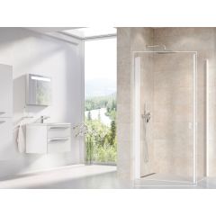 Ravak Chrome 1QVA0E01Z1 drzwi prysznicowe 100 cm uchylne biały mat/szkło przezroczyste