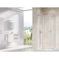 Ravak Chrome 3Q140U00Z1 kabina prysznicowa 80x80 cm półokrągła satyna mat/szkło przezroczyste