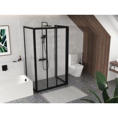 Ravak Supernova 940703R2Z1 ścianka prysznicowa 90 cm czarny mat/szkło przezroczyste