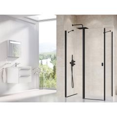 Ravak Chrome 9QV70300Z1 ścianka prysznicowa 90 cm czarny mat/szkło przezroczyste Ravak Chrome 9QV70300Z1 ścianka prysznicowa 90 cm czarny mat/szkło przezroczyste