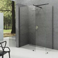 Ravak Walk-In GW9WM0300Z1 ścianka prysznicowa walk-in 140 cm czarny mat/szkło przezroczyste