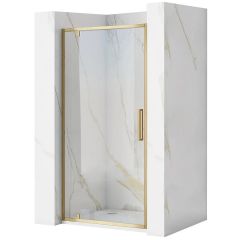 Rea Rapid Swing REAK2502 drzwi prysznicowe 90 cm uchylne złoty szczotkowany/szkło przezroczyste