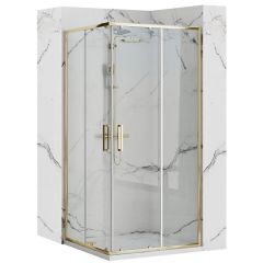 Rea Punto REAK6440 kabina prysznicowa 87.5x87.5 cm kwadratowa złoty połysk/szkło przezroczyste