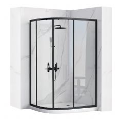 Rea Look REAK7903 kabina prysznicowa 90x90 cm półokrągła czarny półmat/szkło przezroczyste