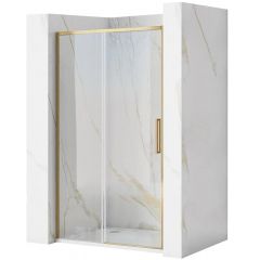 Rea Rapid Slide REAK8590 drzwi prysznicowe 130 cm rozsuwane złoty szczotkowany/szkło przezroczyste