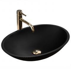 Rea Della REAU0274 umywalka 51.5x37.5 cm owalna nablatowa czarna