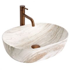 Rea Amelia REAU0636 umywalka 48x34.5 cm owalna nablatowa szary/kamień