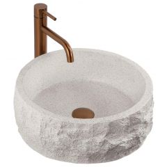 Rea Alice REAU3501 umywalka 38.5x38.5 cm okrągła nablatowa brąz/beż