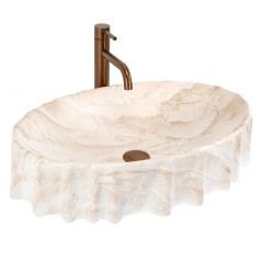 Rea Aurelia REAU3505 umywalka 59x38 cm owalna nablatowa brąz/beż