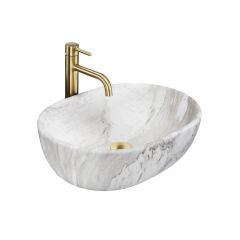 Rea Amelia REAU8489 umywalka 48x34.5 cm prostokątna nablatowa szary/kamień